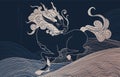 mythological creature - qilin, simple wave pattern Royalty Free Stock Photo